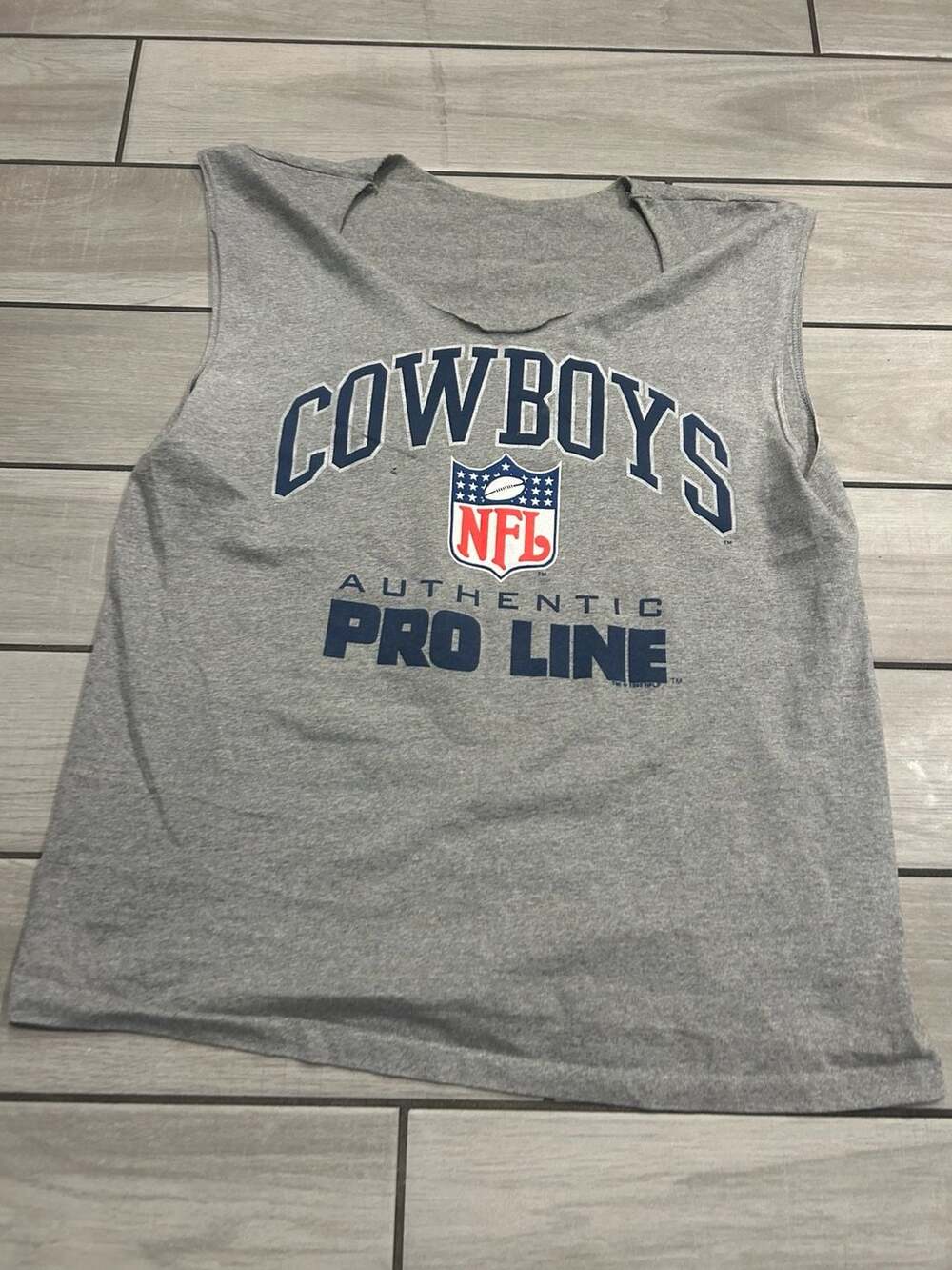 NFL Pro Line Dallas Cowboys Tank Top Gray Cut Off Sleeves